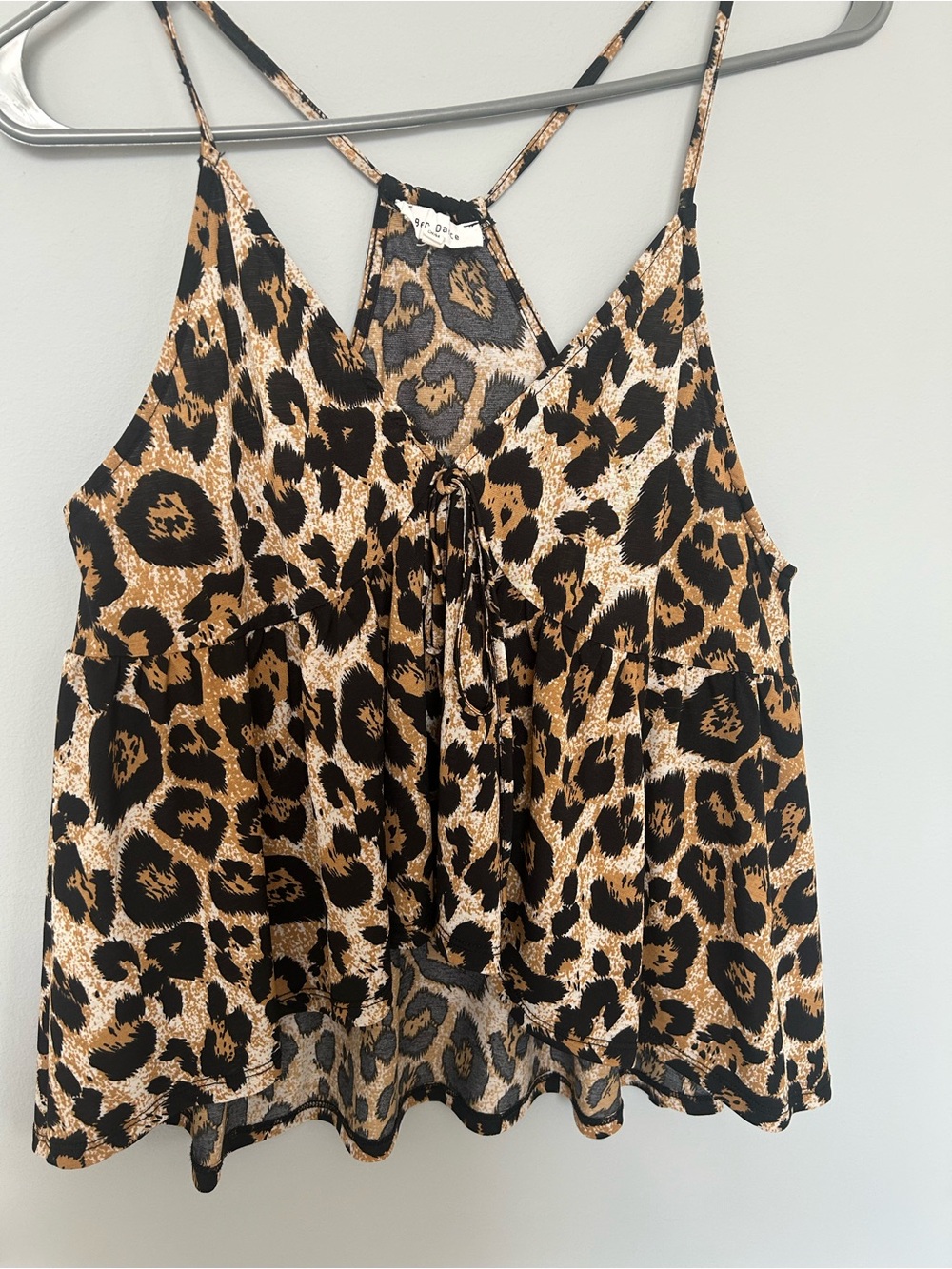 Leopard Print Spaghetti Strap Tank Top - Black & Brown